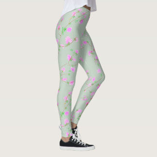 Roze bloemslinger saliegroene legging