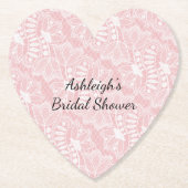 Roze Bloemsluiers Bruiloftsontvangst Kartonnen Onderzetters (Voorkant)