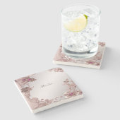 Roze  Bloemsteen Onderzetter (Zijkant)