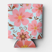 Roze Bloemstemming – Pastel Vibes-Retro bloemen Blikjeskoeler (Voorkant)