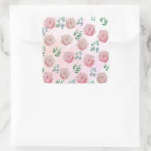 Roze bloemstokken vierkante sticker (Tas)