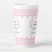 Roze Bloemstrepen Gepersonaliseerde Moederdag Latte Mok (Voorkant)