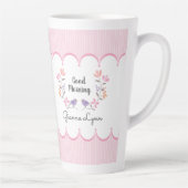 Roze Bloemstrepen Gepersonaliseerde Moederdag Latte Mok (Rechts)