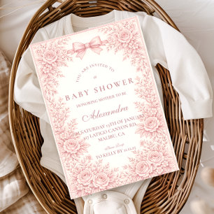 Roze Bloemstuk Baby Shower Kaart