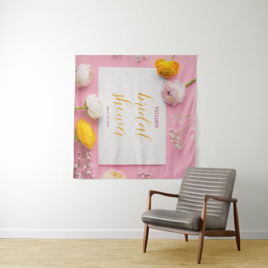 Roze Bloemstuk Bruidsdouche Wandkleed (In Situ (horizontaal))