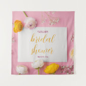 Roze Bloemstuk Bruidsdouche Wandkleed (Voorkant)