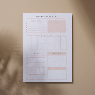 Roze Bloemstuk Weeknotitieblok Notitieblok