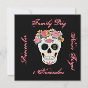 Roze Bloemsuiker Schedel Illustratie Kaart