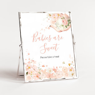 Roze Bloemthee voor Twee Baby's zijn Lief Poster