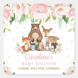 Roze bloesachtige bosrijke dieren Dank je wel Vierkante Sticker