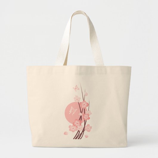 Roze bloesbloemen en botervliegen grote tote bag (Voorkant)
