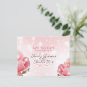 Roze bloesem aankondigingskaart (Staand voorkant)