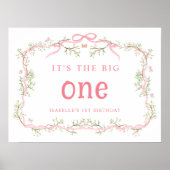 Roze Bloesem Bloemen Lijst 1e Verjaardag Poster (Voorkant)