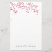 Roze bloesem Blossom Weddenschap Briefpapier (Voorkant)