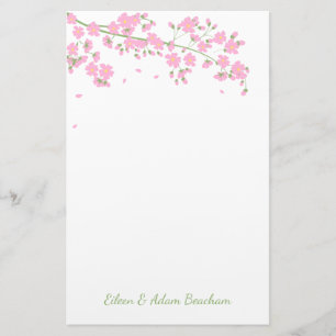 Roze bloesem Blossom Weddenschap Briefpapier