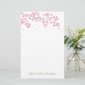 Roze bloesem Blossom Weddenschap Briefpapier (Staand voorkant)