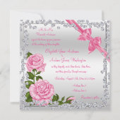 Roze Bloesem, Bogen & Diamanten bruiloft Kaart (Achterkant)