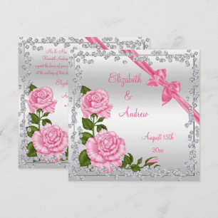 Roze Bloesem, Bogen & Diamanten bruiloft Kaart