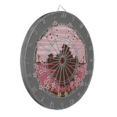 Roze bloesem dartbord (Voorkant Links)