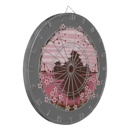 Roze bloesem dartbord (Voorkant Links)