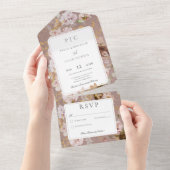  Roze bloesem Geen diner All In One Uitnodiging (Afscheurbaar)