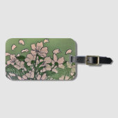 Roze Bloesem groene Bagage Label (Voorkant (horizontaal))