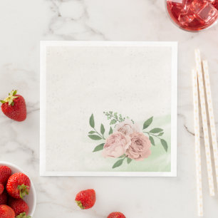roze bloesem groene bladeren bruiloft servet