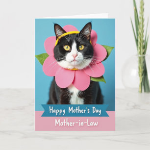 Roze Bloesem Kat Moeder Kaart