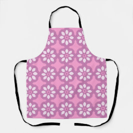 Roze Bloesem Retro Tegelmotief Schort