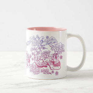 Roze bloesem tweekleurige koffiemok