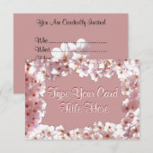 Roze bloesem Uitnodigingen Aangepaste RSVP-kaarten (Voorkant / Achterkant)