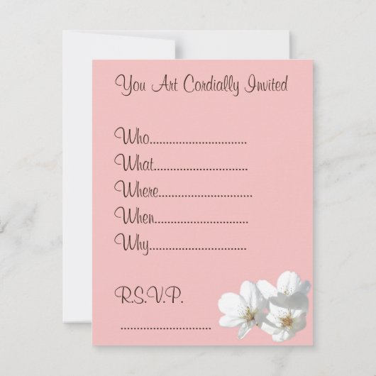 Roze bloesem Uitnodigingen Aangepaste RSVP-kaarten (Achterkant)