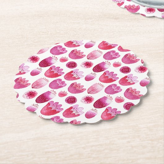Roze bloesem Waterverf ventilator Kartonnen Onderzetters (Gekanteld)