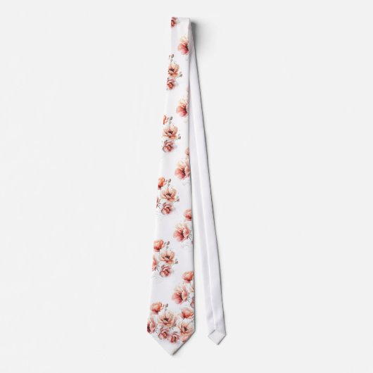 Roze bloesem witte stropdas (Voorkant)