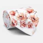 Roze bloesem witte stropdas (Opgerold)