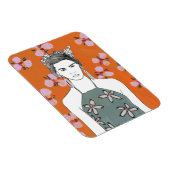 Roze bloesemdame - Oranje Magneet (Rechterzijde)