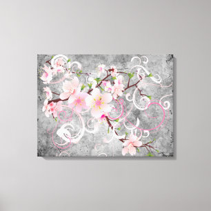 Roze bloesems canvas afdruk
