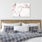 Roze bloesems en vaas canvas afdruk (Insitu (Slaapkamer))