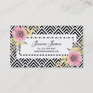 Roze bloesems Floral Chevron Spring Visitekaartje
