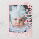 Roze bloesems Foto geboortedatum Aankondiging (Voorkant / Achterkant)