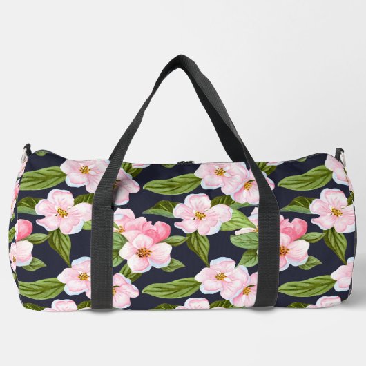 Roze Bloesems Grote Duffel Bag Plunjezak (Voorkant)