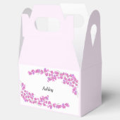 Roze bloesems met naam bedankdoosjes (Geopend)