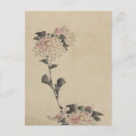 Roze bloesems op laag niveau door Hokusai Briefkaart
