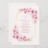 Roze bloesems Religieuze Uitnodiging (Voorkant / Achterkant)