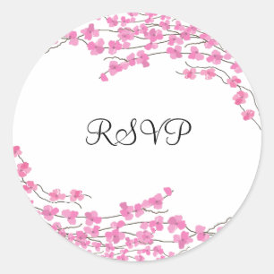 Roze bloesems RSVP Ronde Sticker