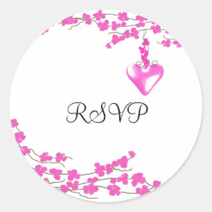 Roze Bloesems RSVP Ronde Sticker