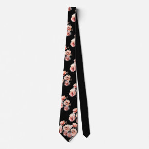 Roze bloesems zwarte stropdas