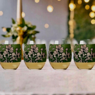 Roze Bloesemwaterval Wijnglas Zonder Voet