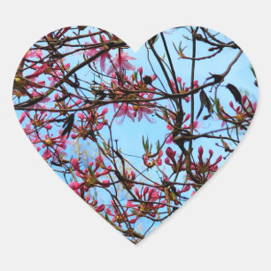 Roze blokjes op een boom hart sticker