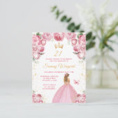 Roze Blond Haar Prinses Verjaardagsfeestje Briefkaart (Staand voorkant)